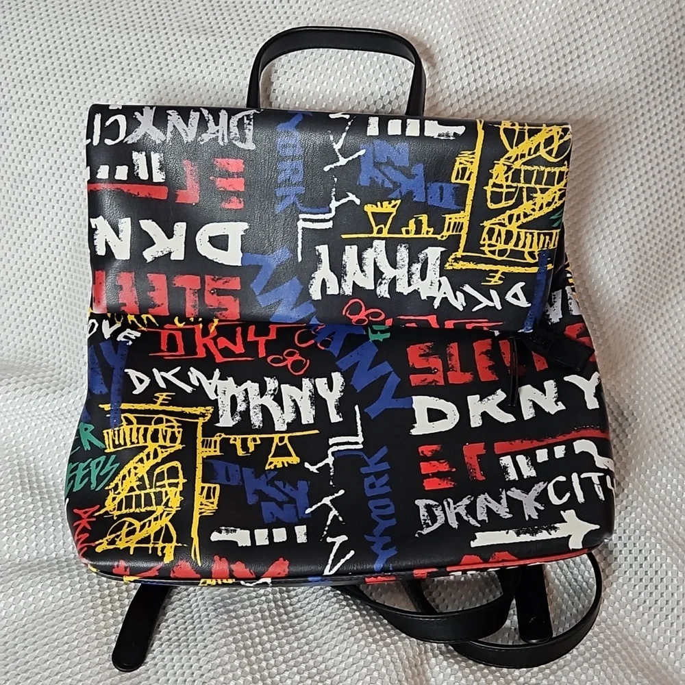 DKNY TILLY FOLD OVER NEW YORK GRAFFITI BACKPACK